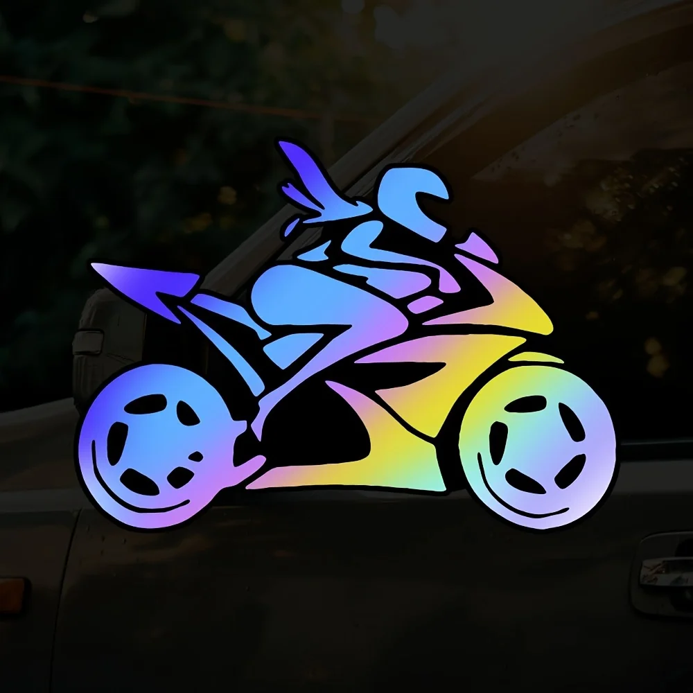 

2pcs Motorcycle Rider Anime Sticker Self-Adhesive (Matte Waterproof) Purple Gradient Blue for Car/Motorcycle/Laptop Create