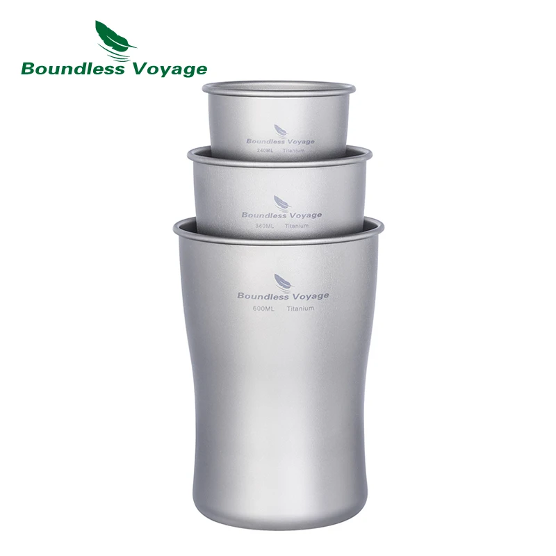 Boundless Voyage Titanium Cup Beer Mug Single Layer Ultralight Coffee Tea Juicy Cup for Outdoor Camping Picnic Home