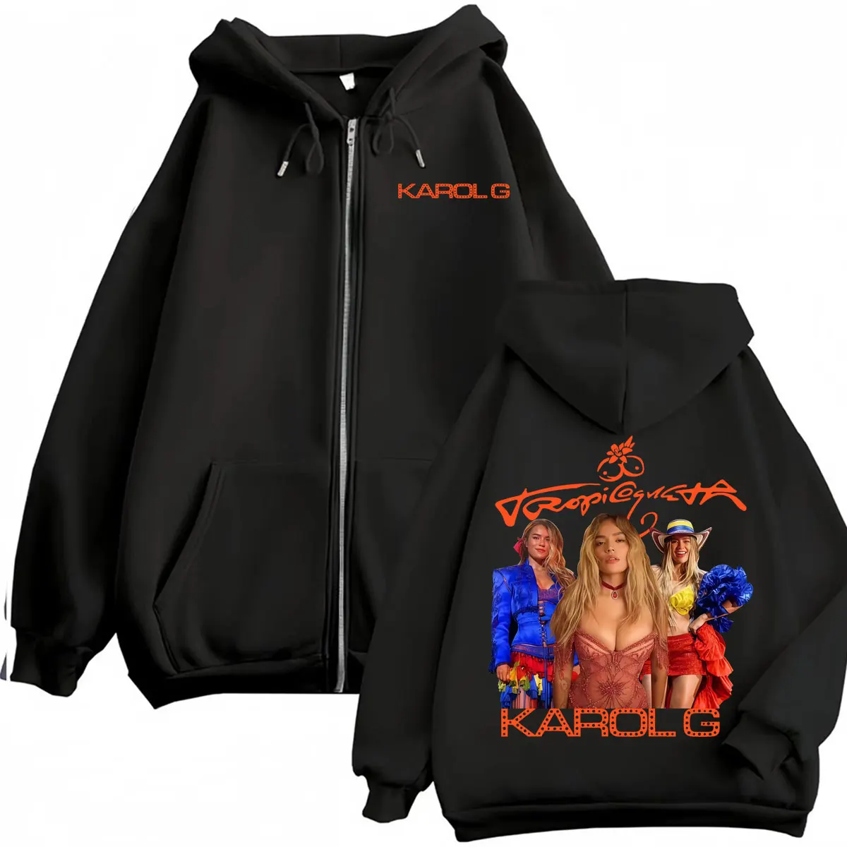 

Karol G Tropicoqueta Tour Album 2026 Jacket Sweatshirt Men Women Harajuku High Street Zip Up Hoodies Casual Fleece Zipper Hoodie