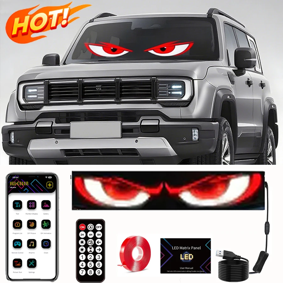 

Led Eyes For Truck Led Matrix Panel RGB LED Car Panel DIY RGB Programmable Lighting Graffiti Scrolling Bluetooth App Control