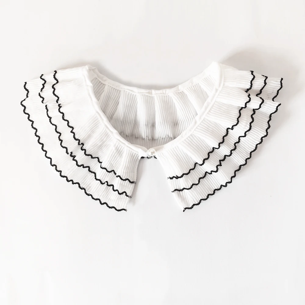 Kawaii Style Fake Collar Spring Summer Women Pleated Chiffon Collar Doll Collar Female Detachable Shirt False Collar Accessories