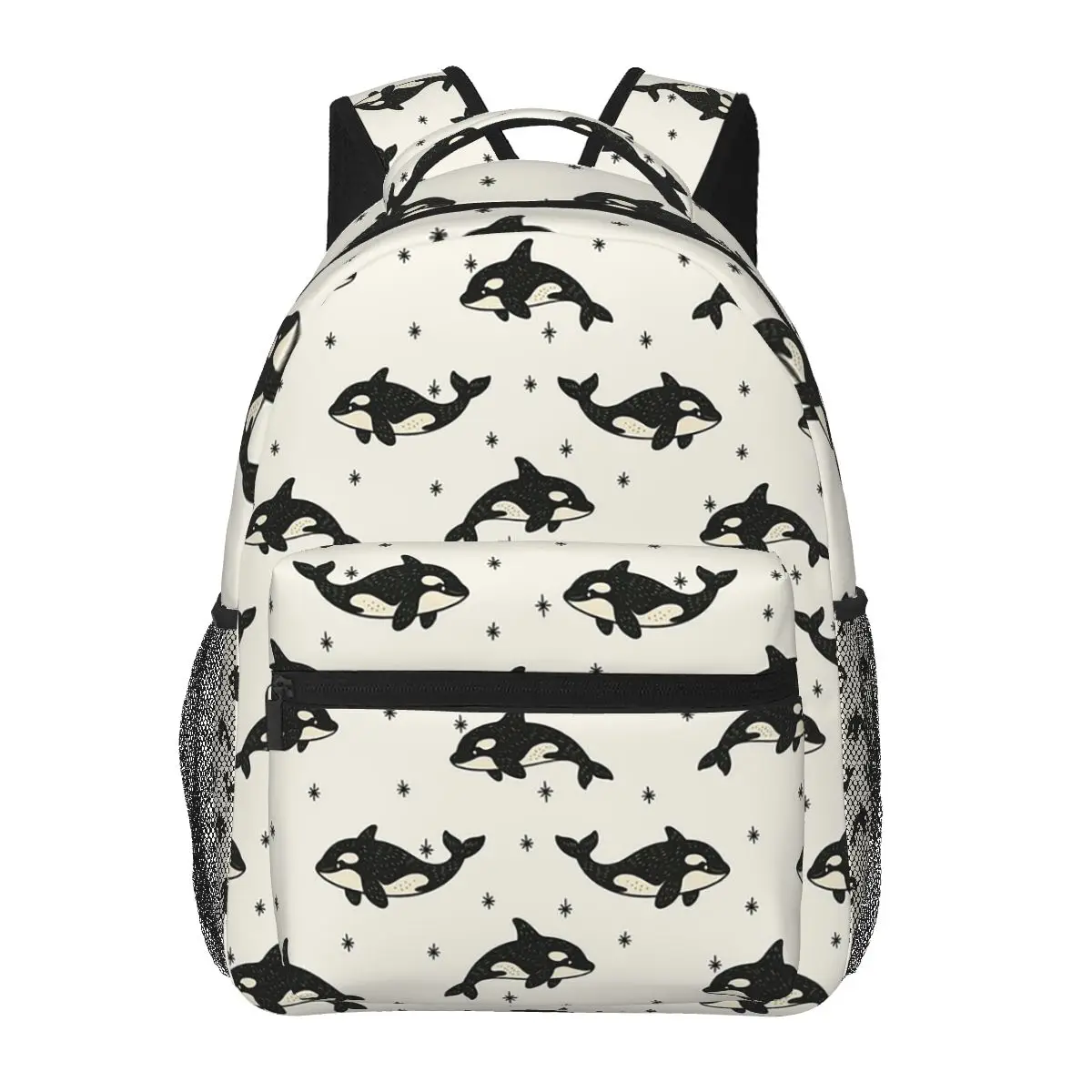 Killer Whale Orca Pattern Student Backpack School Bag Hiking Travel Daypack for Boys Girls Fashion Bookbag Shoulder Bags
