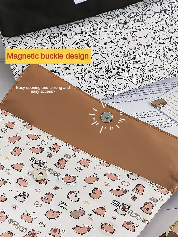 Kapibala Aktentasche für Studenten, Schreibwaren-Tasche, Cartoon-Aufbewahrungstasche mit großem Fassungsvermögen und Reißverschluss – Detail 6