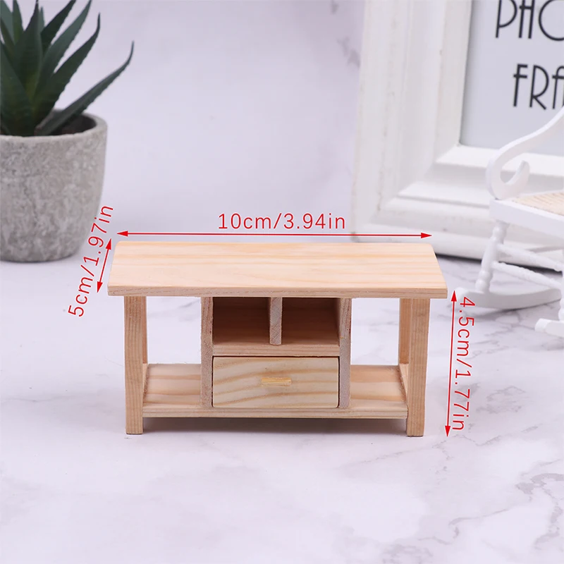 1 pçs casa de bonecas em miniatura mesa chá modelo diy móveis sala estar gabinete com gaveta decoração acessórios brinquedos