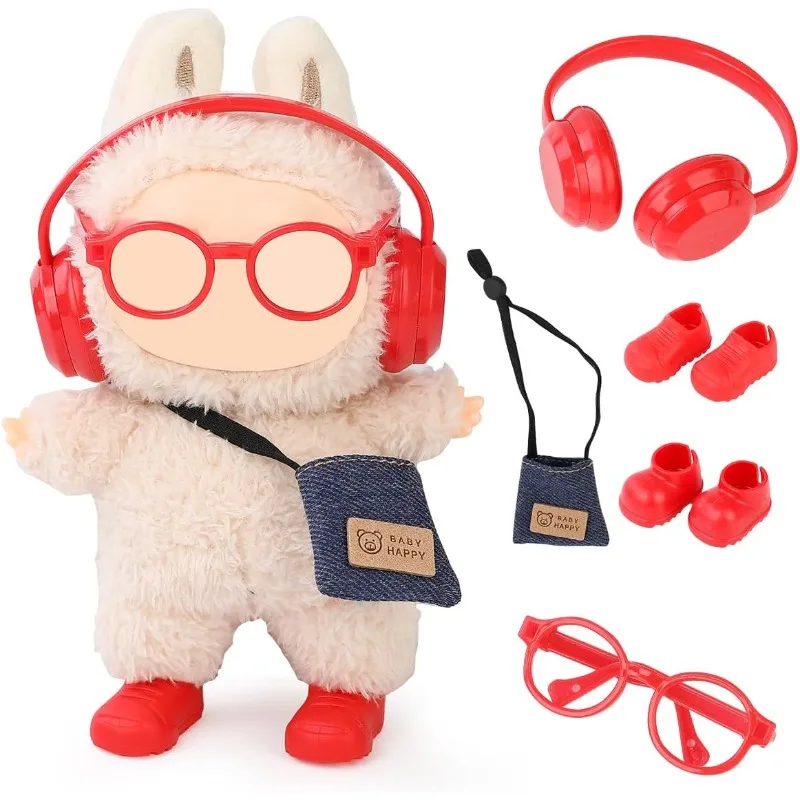 

Suitable for LABUBU15-17cm dolls, 4 pairs of headphones, glasses, backpacks, shoes, interesting accessory decorations