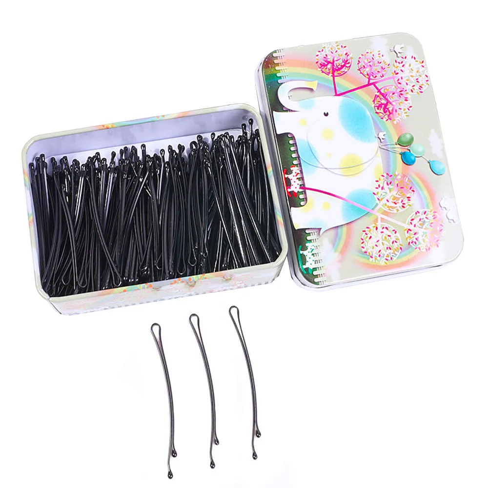 100PCS Black Small Bobby Pins With Storage Case For Kids Girls Women Hairclip Container Hairgrip Hair Accessories For Wedding