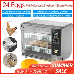 24 Eggs Incubator Fully Automatic Turning Hatching Brooder Farm Bird Quail Chicken Poultry Farm Hatcher Turner Incubation Tool