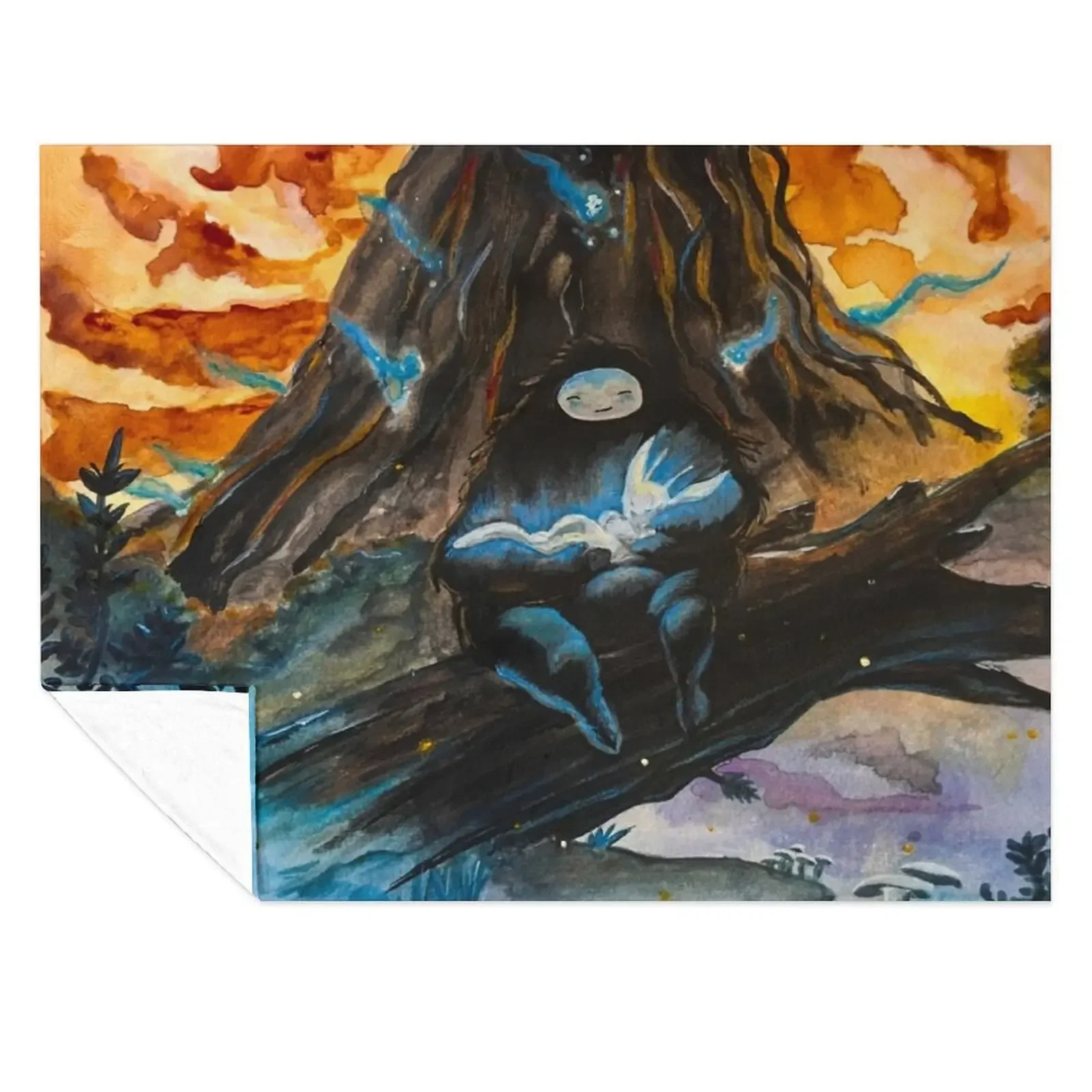 

Ori and the Blind Forest Watercolor Cover Throw Blanket Shaggy Thermal Hairy Flannel Blankets