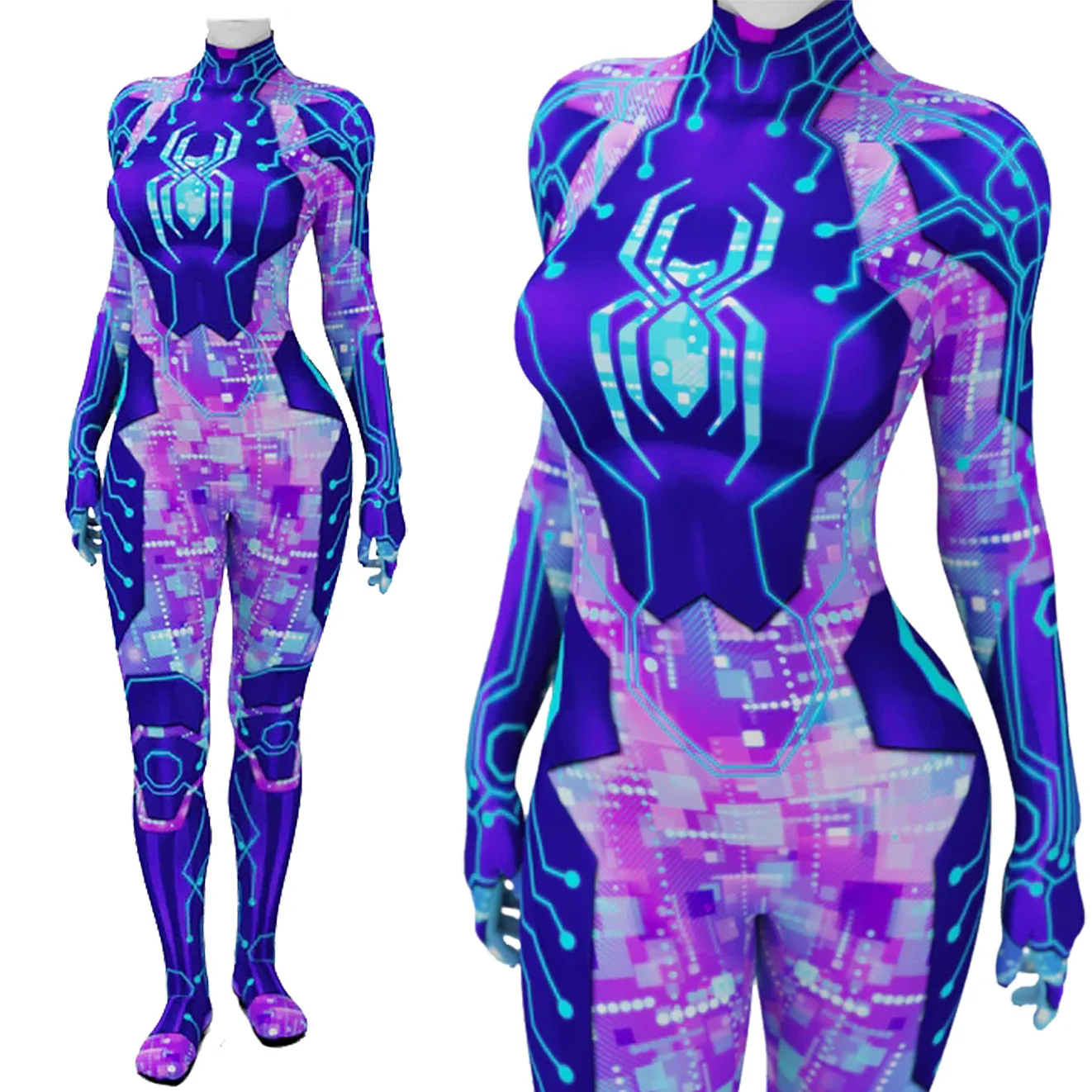 

Spider-Byte Jumpsuit Cosplay Costume Anime Bodysuit Halloween Costume Party Performance Clothing for Adult