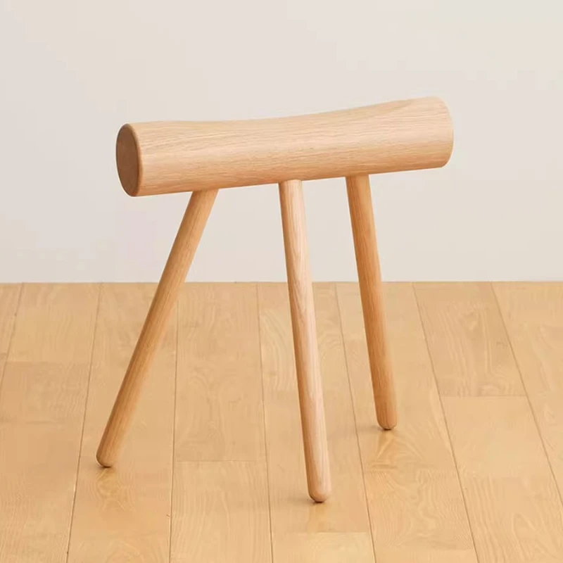 

Pure solid wood shoe changing stool foldable strip stool household door small stool creative personality oak