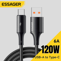 Essager 120W Super Fast Charge USB Type C Cable For  Poco  F4 GT Xiaomi 1413 12 Pro Redmi K70 K60 K50 Pro Black Shark5 5RS 5 Por