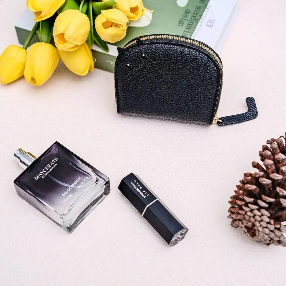 

Сумка для мелочи с узором личи, милая сумка для карт с котом, сумка для карт из искусственной кожи на молнии, карман для карт, держатель для карт с несколькими слотами для карт, женский