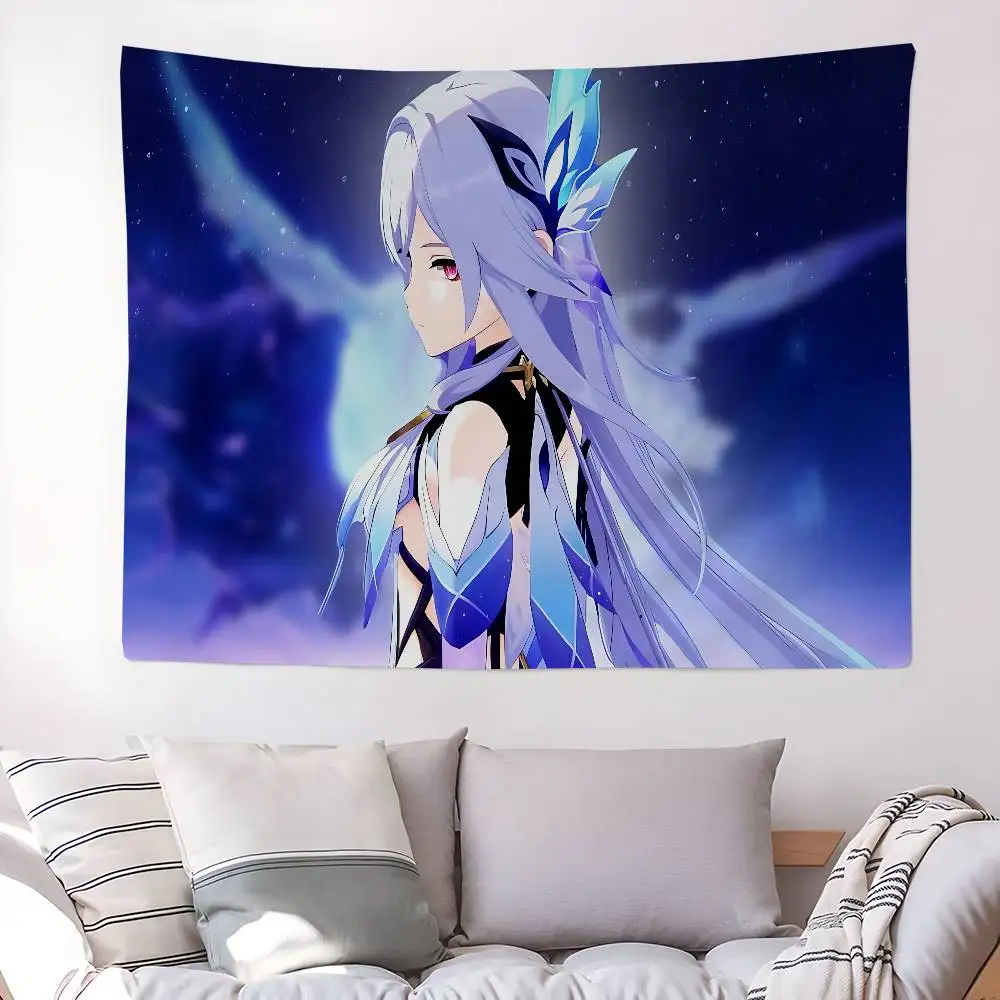 Genshin Impact Skirk Cartoon Tapestry Art Science Fiction Room Home Decor Wall Hanging Sheets