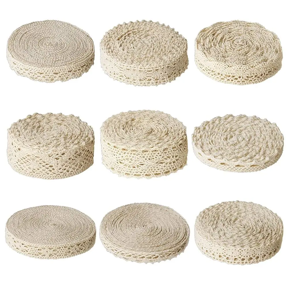 شريط دانتيل كروشيه عتيق للخياطة ، تشذيب قطن ، قماش كروشيه ، ملابس ذاتية الصنع ، لون Lvory ، مصنوع يدويًا ، لفة واحدة #6