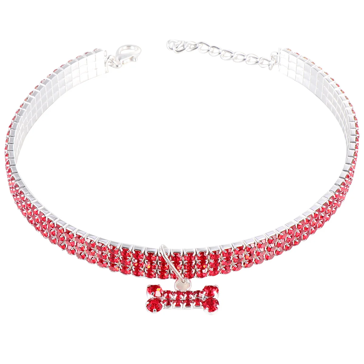 

Rhinestone Dog Collar Cats Dogs Adjustable Size Red Puppy Pet Supplies Crystal Necklace Stylish Fashion Difference
