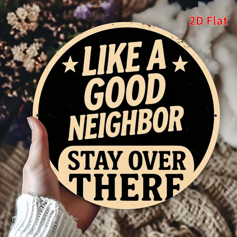 2D Flat Design, [2D Flat] Hopeful And Believing Round Tin Plate Painting, Metal Sign, Text Label, Suitable for Door, Courtyard,