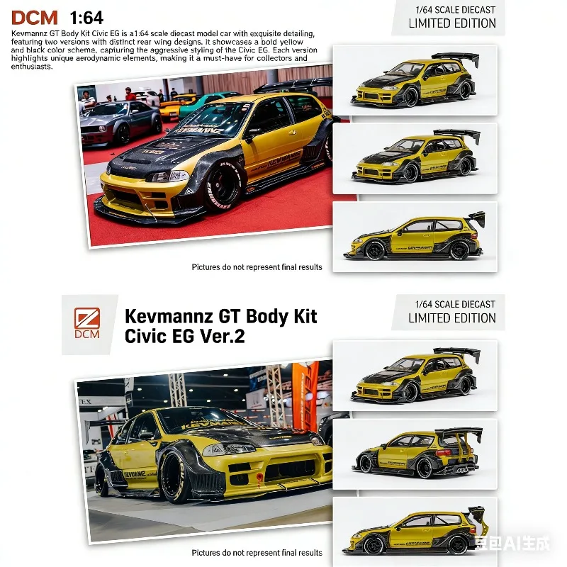 

DCM 1:64 Kevmannz GT Honda Civic EG6 Simulation Static Alloy Car Model, Boys' Holiday Gift Toy Collection Decoration Item.