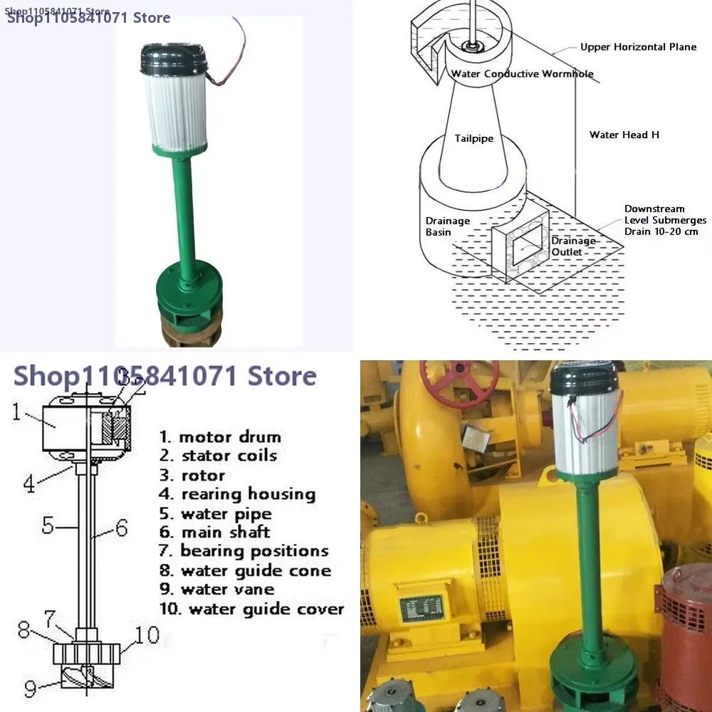 600W 3000W Micro Hydro Generator Axial Flow Low Head Water Turbine for Home Mini Factory Power Supply