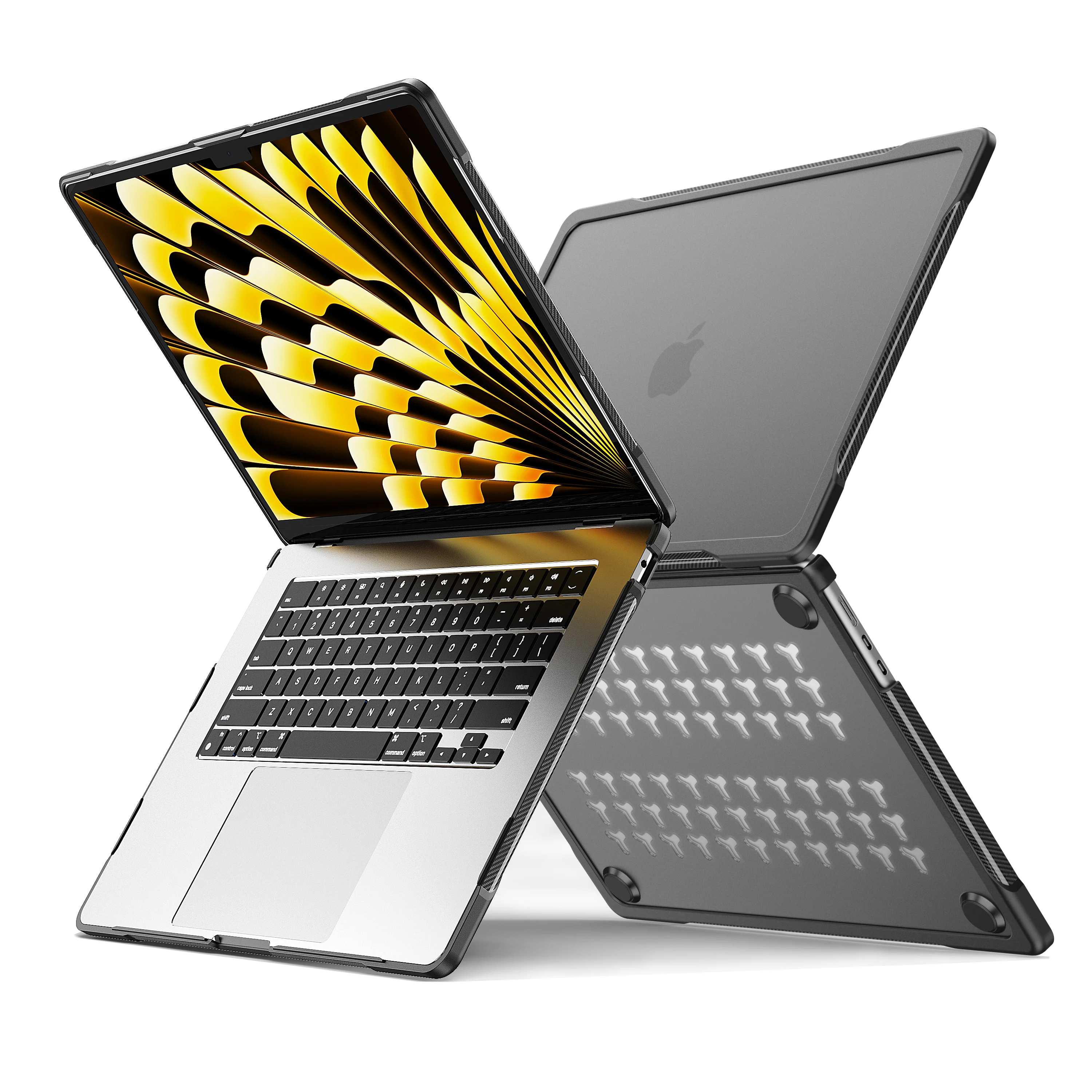 حافظة لاب توب MacBook Air ، حماية متعددة الطبقات ، كمبيوتر صلب ، TPU مع فتحات بالوعة حرارية ، 15 ، 144 ، M3 ، A3114 ، M2 ، A2941