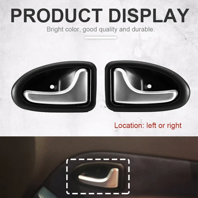 Silver Matte Car Interior Door Handle Inside Inner Door knob Left Right Fit For Renault For Clio 2000-2009 2/3-4/5 DOORS