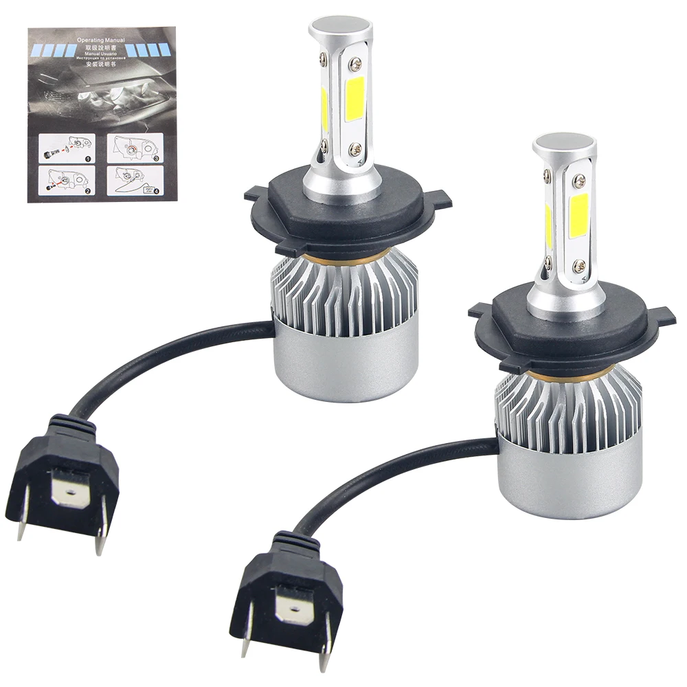 

A pair S2 H4 160W 16000LM Hi-Lo Beam Cob Led Headlight Bulbs HB2 9003 6500K Kit LED front headlights