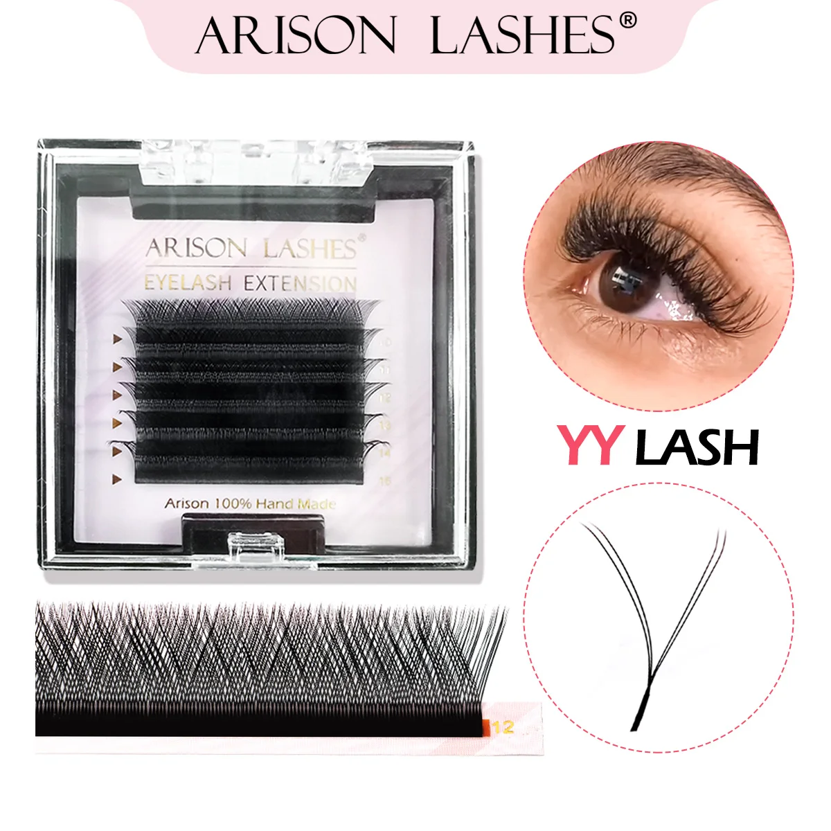ARISON 6/12 Rows YY Lashes Cilia And Volume Brazilian False Eyelash Supplies V Faux Mink Lashes Y Shape Eyelash Extension Makeup