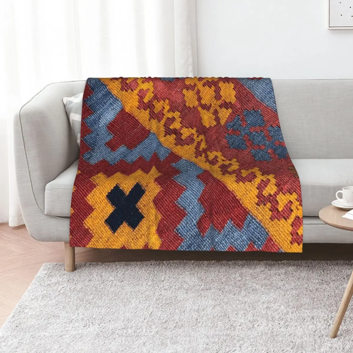 Vintage Decorative Kilim, Navaho Weave, Woven Aztec Textile Throw Blanket Cute Summer Hair Moving for babies Blankets