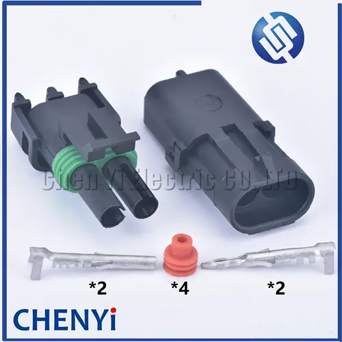 2 juegos de 2 pines 2,5mm serie hembra o macho inyector enchufe impermeable conector de Cable de automóvil 12015792 12010973