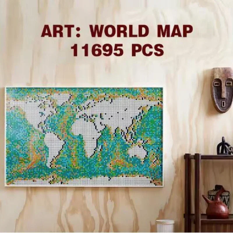

11695pcs Creative 61203 99007 Crafts World Map Ornament Mosaic Model Building Blocks Bricks For Kids Christmas Gifts