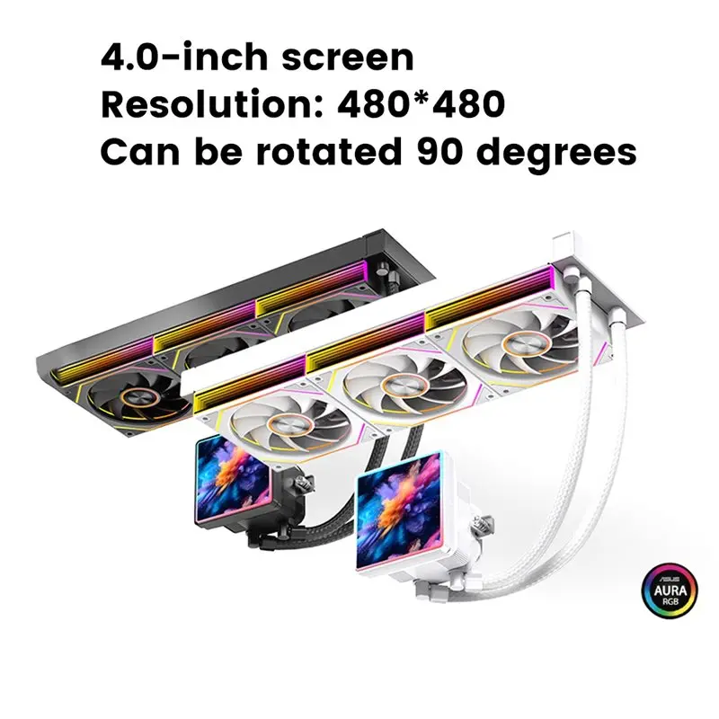 Exquisite-Flow360 SE ARGB Fan Dynamic Light Synchronization Integrated Water Cooling Radiator With 4-Inch LCD Screen Display