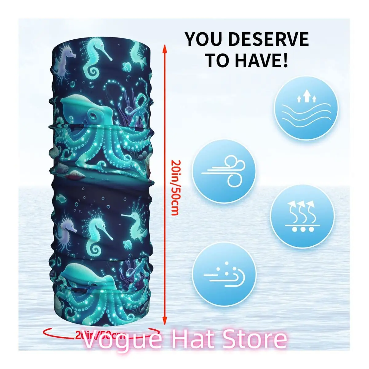 المخلوقات البحرية قنديل البحر الأخطبوط الحوت وشاح منديل الرقبة قناع الوجه البوليستر #2