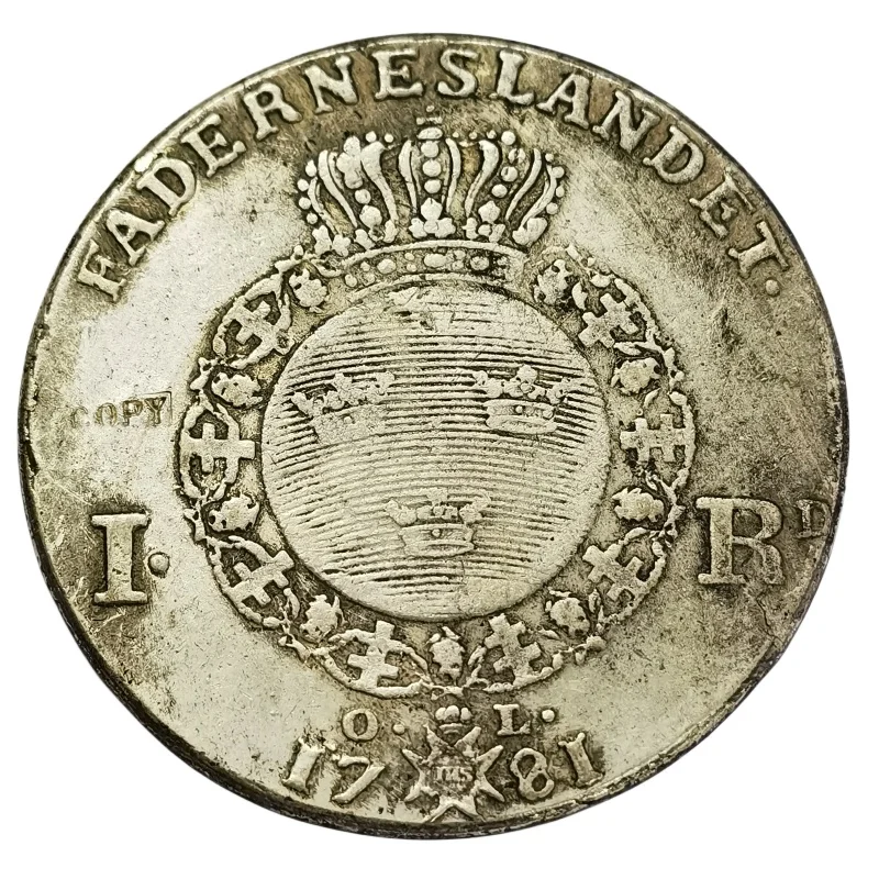 1781 Sweden 1 Riksdaler - Gustav III Silver Copy Coin