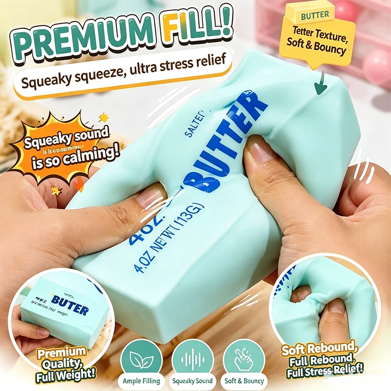 Butter Stick Squishy Stress Ball Fidget Toy Crunchy Squeeze Toy Round Blocks Filled ASMR Anti Stress Release Hand Relax Gift Toy