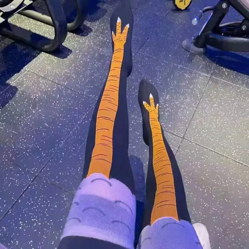 

Trendy Women Socks With Knee Length Chicken Feet Funny Personalized Realistic Chicken Feet Birthday Gifts Trendy Sports Socks