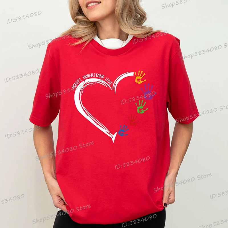 Accept Understand Love Autism Awareness T-shirt Autism Heart Design Mom Tees Special Education Teacher Gift Womens Autism Tshirt