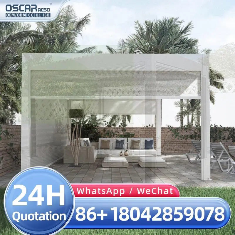 

4x4 Bioclimatic Outdoor Aluminium Pergola with Motorized Zip Screen for Backyard Garden Patio pergola
