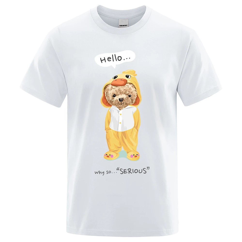 Little Yellow Duck Pajamas Ted Bear Men Women Clothes Summer T-Shirts High Quality Streetwear 100% Cotton Loose Tops Cute Tee