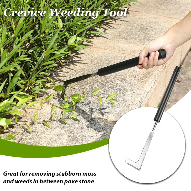 Crack Weeder Crevice Weeding Tool Stainless Steel Manual Weeder Beech Handle Lawn Yard Gardening Tool 3 Sizes Can be Adjusted