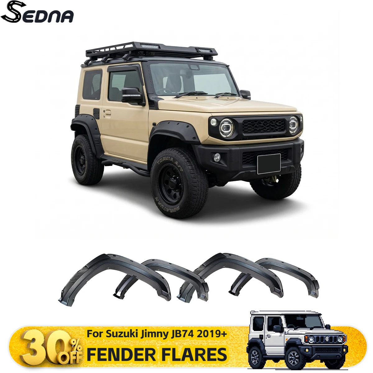 Für Suzuki Jimny JB74 2019+ 3-Türer Kotflügelverbreiterungen Radlaufverbreiterungen Schmutzfänger Karosserie-Kits Auto-Schmutzfänger Exterieur-Zubehör