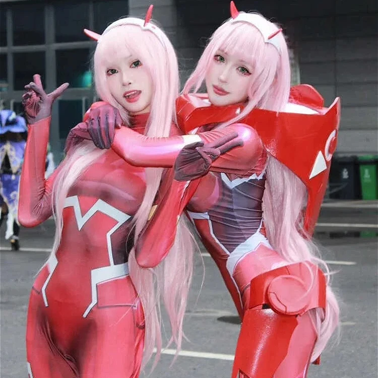 أنيمي حبيبي في فرانكس 02 صفر اثنين الجوارب تأثيري ازياء مهرجان حفلة كرنفال فستان ثلاثية الأبعاد الأحمر نيسيي الملابس النسائية