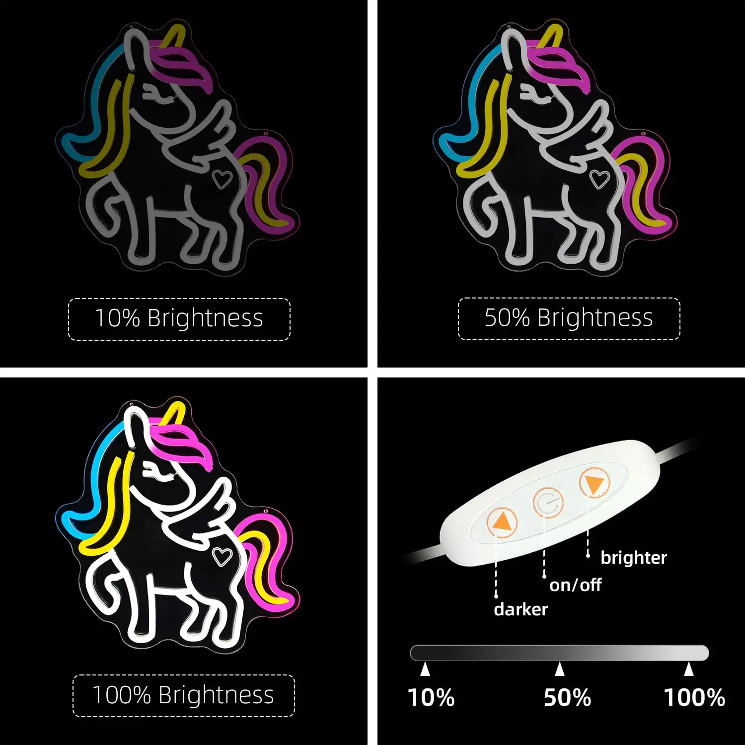 Unicórnio sinal de néon LED USB luz de parede para quarto de crianças e decoração de berçário