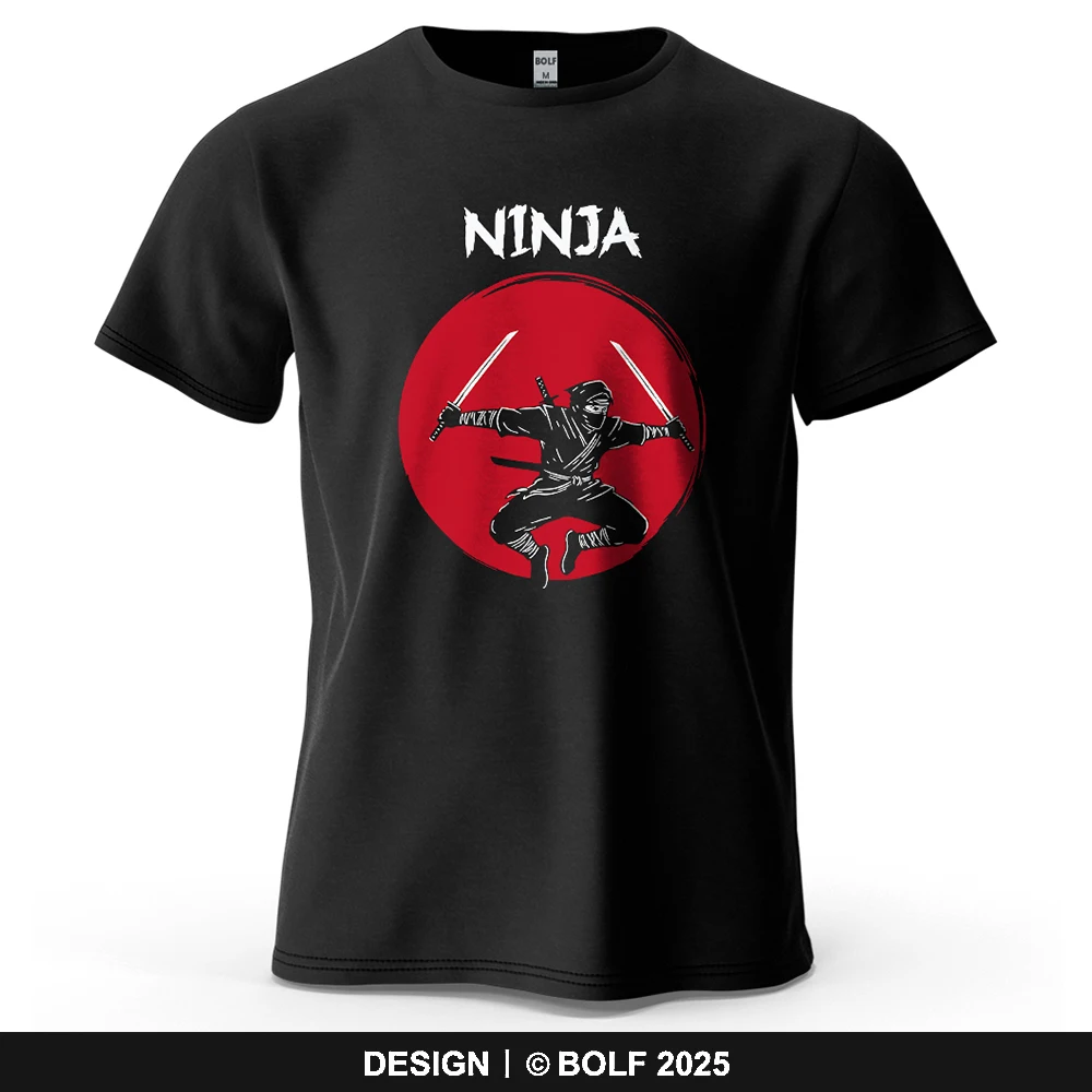 Ninja Warrior Bedrucktes Herren-T-Shirt, 100 % Baumwolle, übergroße Anime-Mode, Grafik-T-Shirts für Damen, Tops, T-Shirts, lässige Streetwear