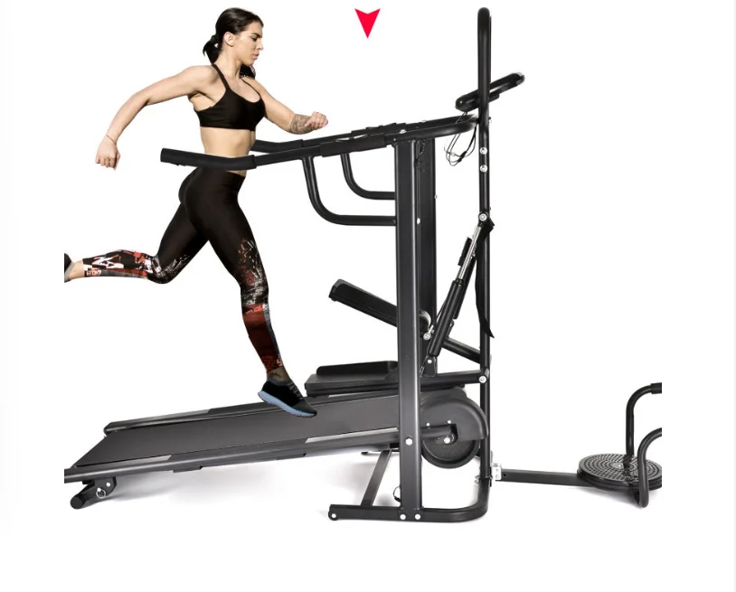 Multi-functional Treadmill Is a 5-in-1 Foldable Mechanical Treadmill Without Power Featuring a Waist-twisting Push-up Step