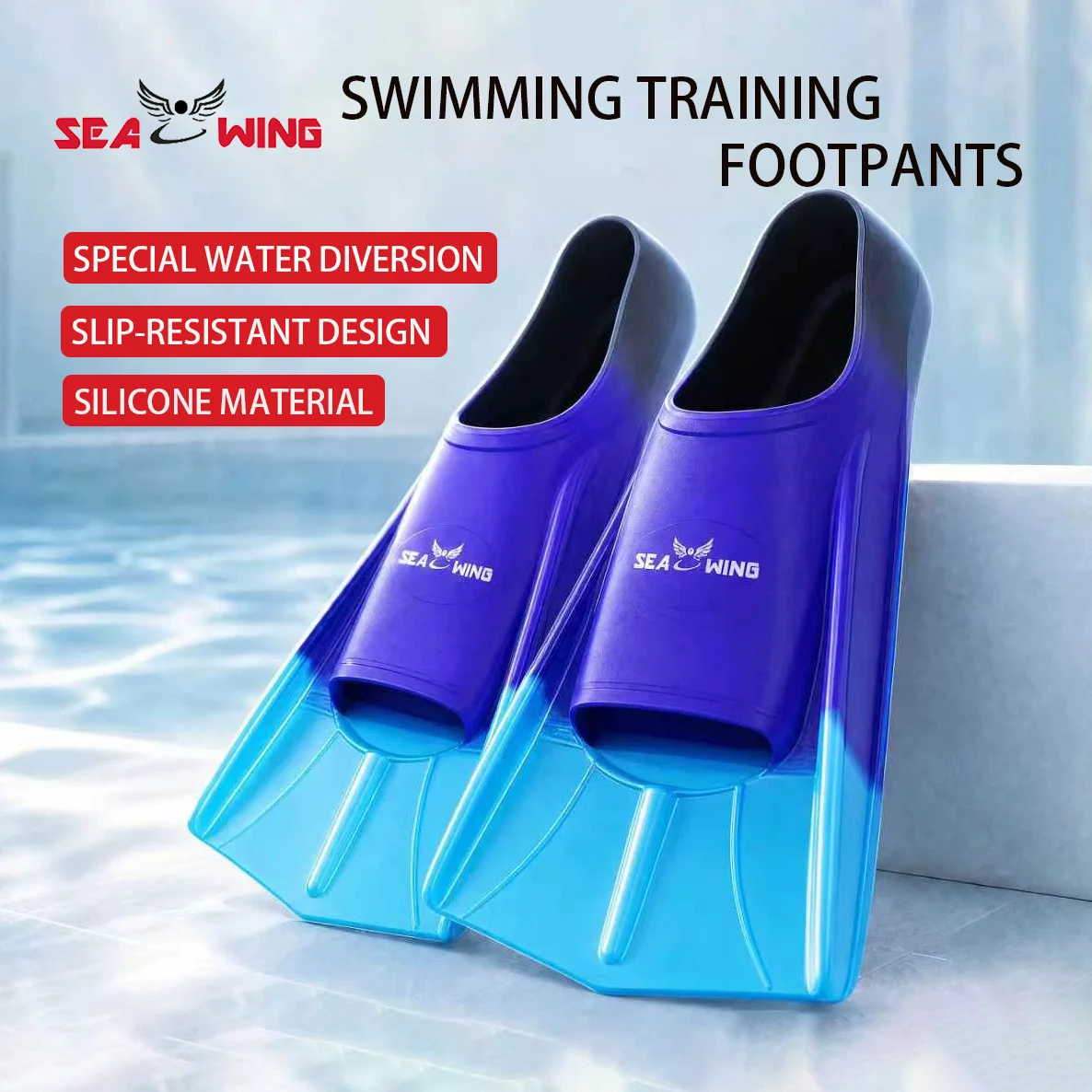Adult Swim Fins, Men's and Women's Diving Frog Shoes, Lightweight Swimming Footwear, Professional Training Silicone Short Fins