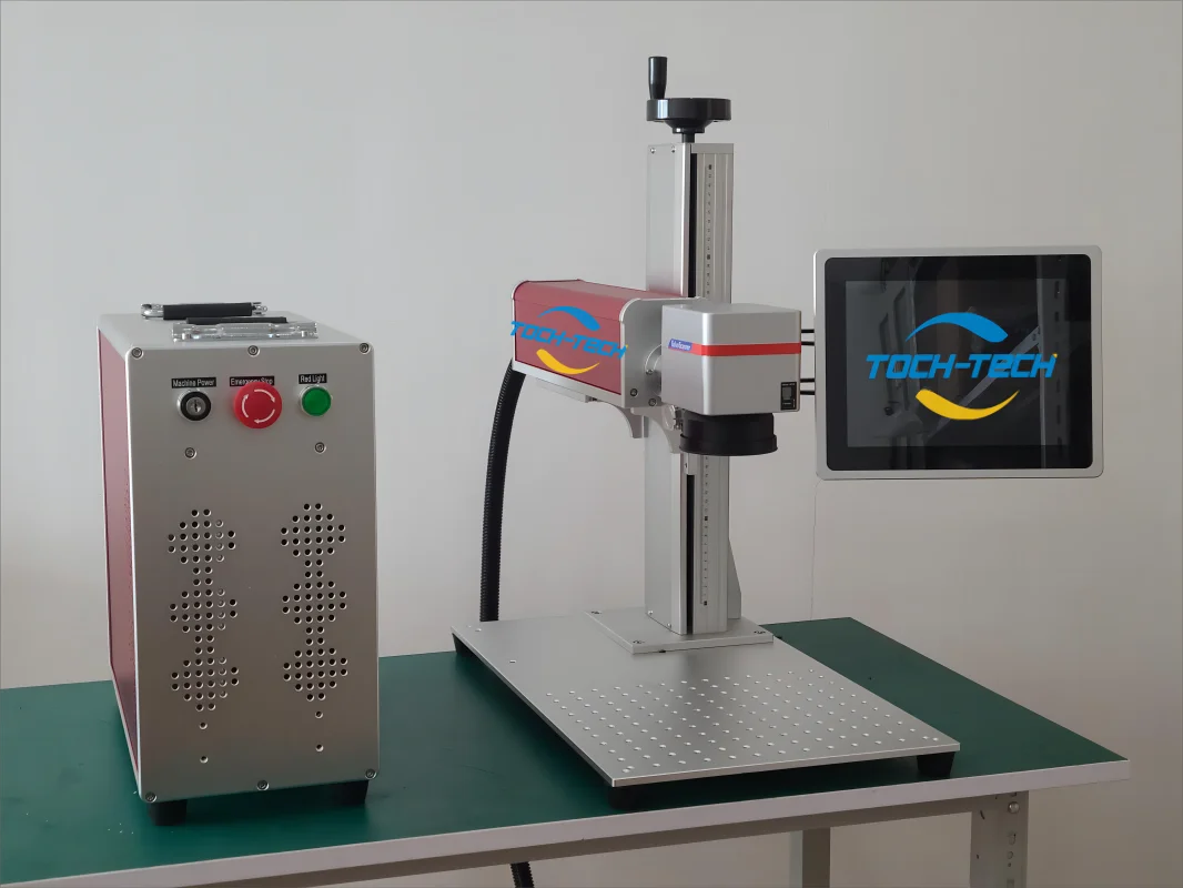 Hot sale birds pigeon ring printing cow Animal ear tag fiber laser marking machine with computer and monitor