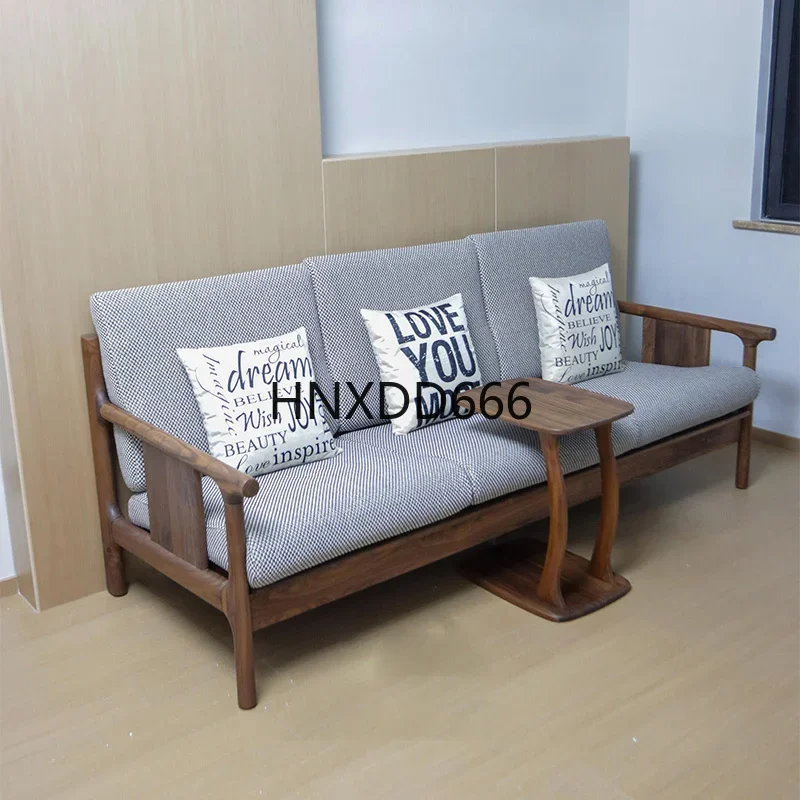 Black walnut all solid wood fabric sofa