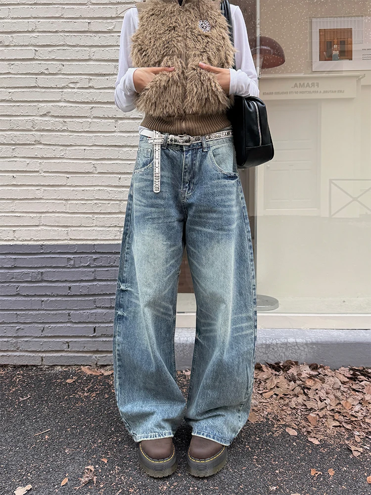 

Женские джинсы прямого кроя Urkr Original Design, повседневные, свободные, в американском ретро-стиле, широкие брюки из хлопка на молнии