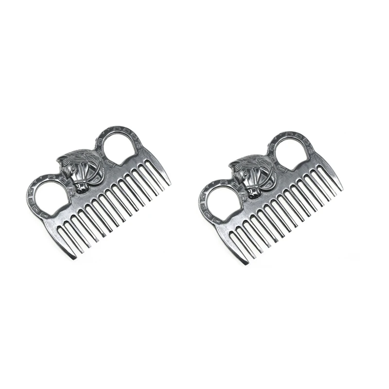 HOT SALE 2PCS Horse Mane And Tail Brush Livestock Horse Hair Metal Comb Metal Comb Polishing Technology Cleaning Opening Knot