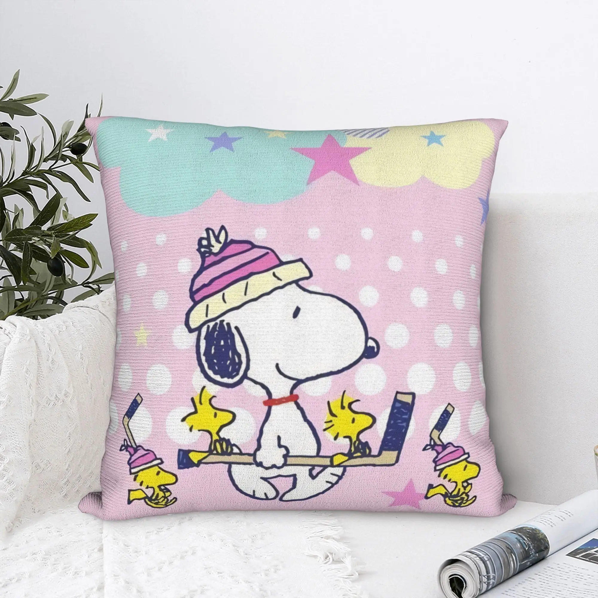 Cartoon Cute S-Snoopys Square Pillow Cases  Cushion Covers Creative Polyester Decorative Pillowcover for Sofa 45*45cm