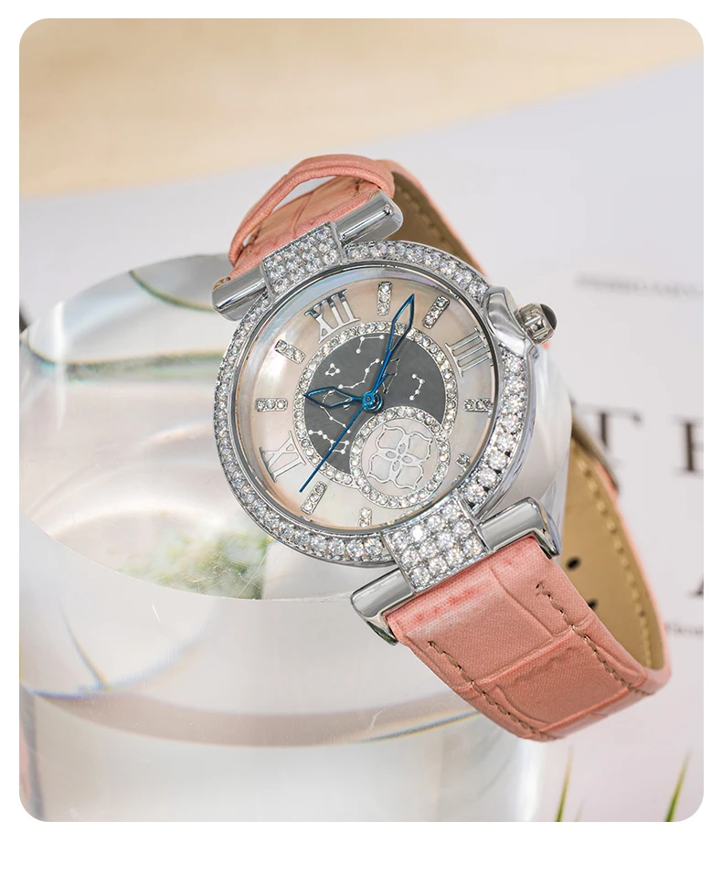 

New High-End Selected Watches, Stylish And Casual Round Dial, Luxurious Leather Strap, Elegant Women'S Watch, Women'S Accessory.